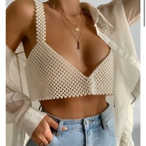Pearl beaded bra tank